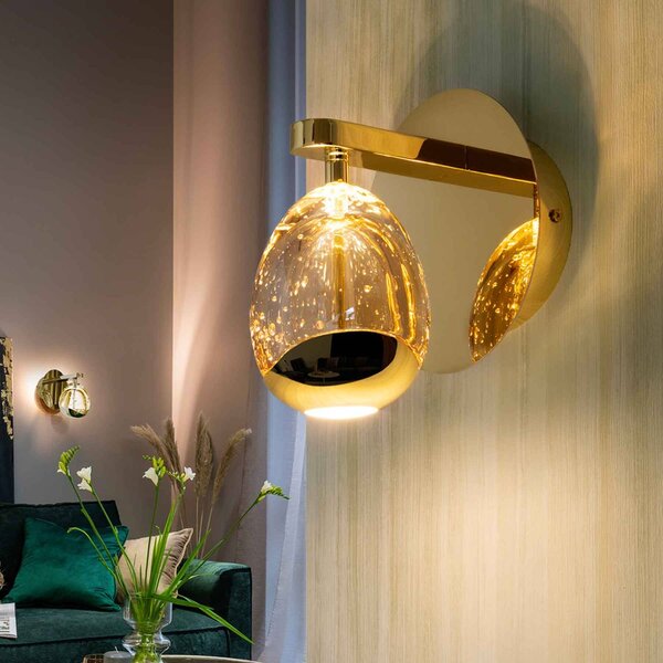 Schuller Valencia Kinkiet LED Rocio, mosiężny / złoty, salon / jadalnia, metal