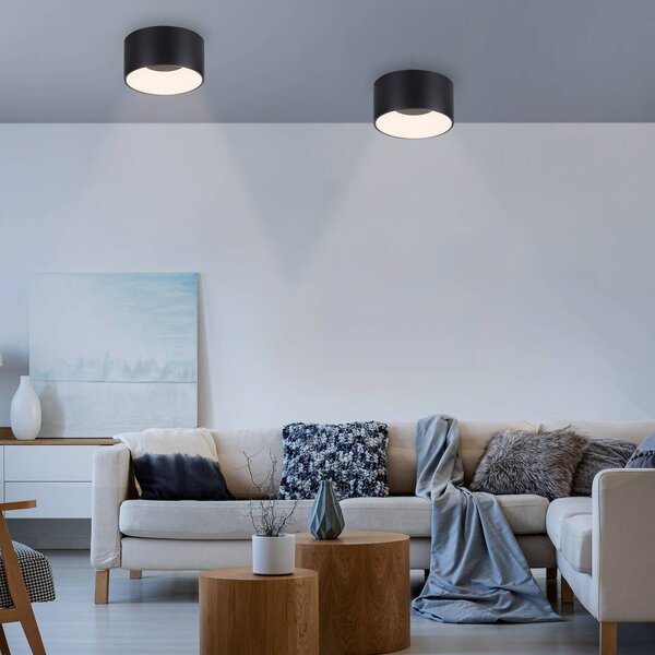 JUST LIGHT. GmbH Lampa sufitowa LED Tanika, możliwość ściemniania, czarny, salon / jadalnia, ceramika, nowoczesny