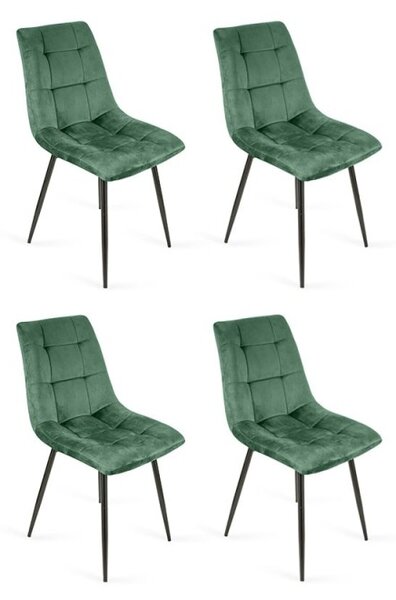 Zestaw 4 krzeseł tapicerowanych BEN do jadalni - zielony / noga czarna