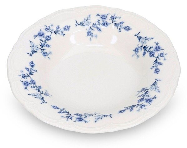 Biały/niebieski głęboki porcelanowy talerz ø 23,5 cm Retro – BonBistro