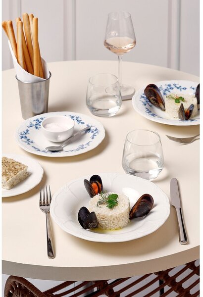 Biały/niebieski głęboki porcelanowy talerz ø 23,5 cm Retro – BonBistro