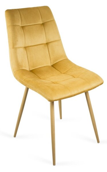 Wygodne krzesło tapicerowane Ben - miodowy / noga dąb
