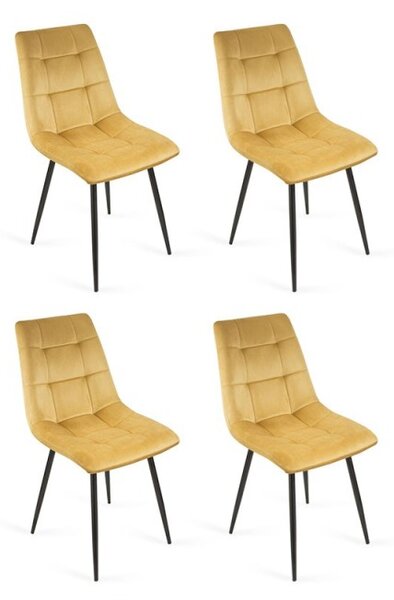 Zestaw 4 krzeseł tapicerowanych BEN do jadalni - miodowy / noga czarna