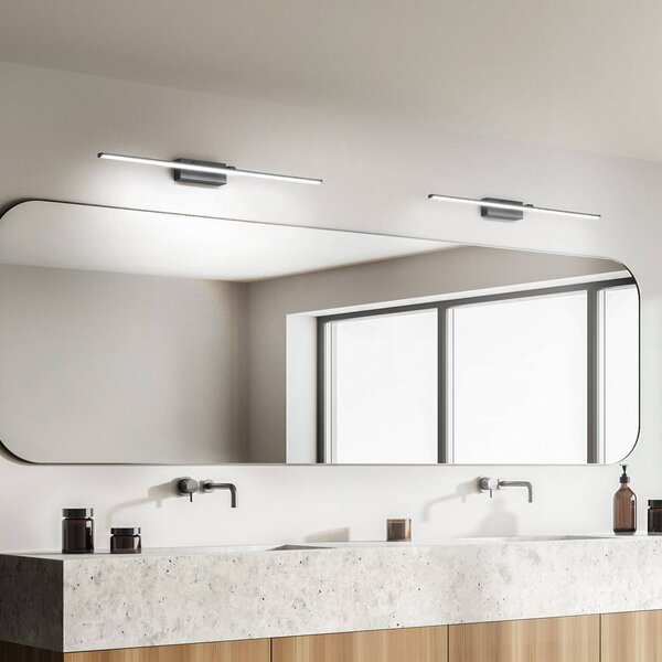 Fabas Luce Oświetlenie lustra LED Nala, chromowane, szerokość 110 cm, metal Nala, chromowy / srebrny, łazienka, metal, nowoczesny
