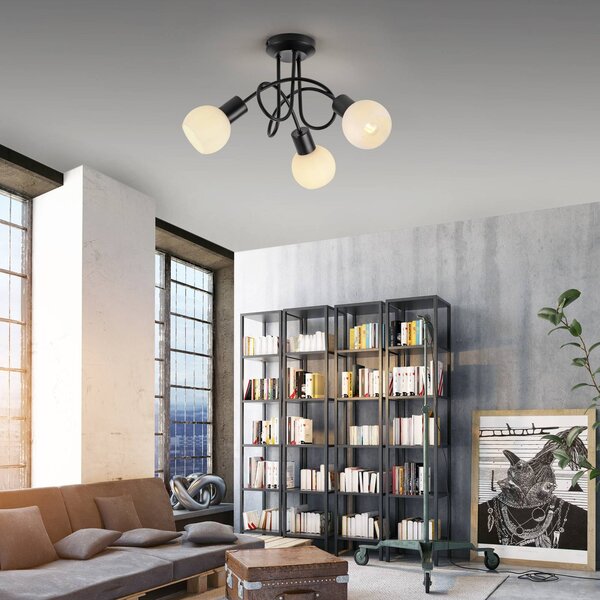 JUST LIGHT. GmbH Lampa sufitowa Loki, czarny, salon / jadalnia, metal