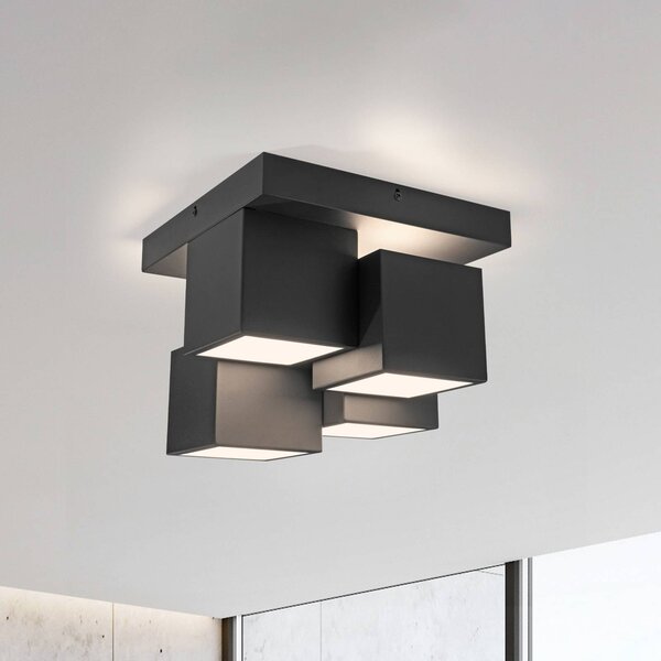 JUST LIGHT. GmbH Lampa sufitowa LED Tetris, czarny, salon / jadalnia, metal, nowoczesny