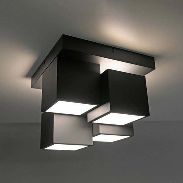 JUST LIGHT. GmbH Lampa sufitowa LED Tetris, czarny, salon / jadalnia, metal, nowoczesny