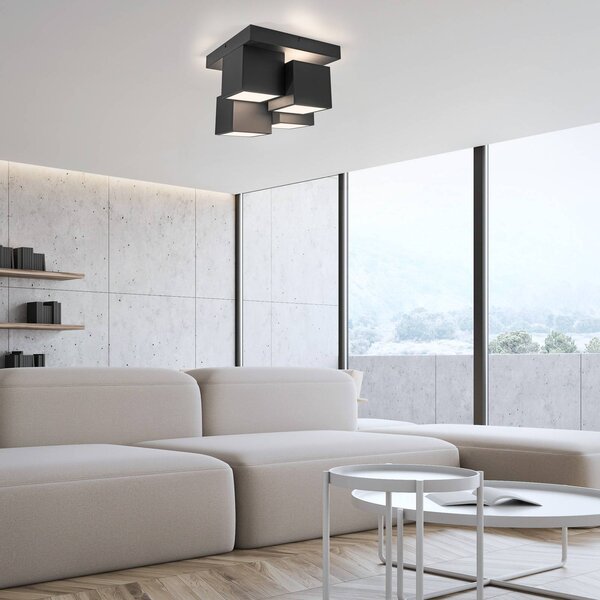 JUST LIGHT. GmbH Lampa sufitowa LED Tetris, czarny, salon / jadalnia, metal, nowoczesny