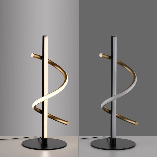 JUST LIGHT. GmbH Lampa stołowa LED Emanda, możliwość ściemniania, czarny, salon / jadalnia, metal, nowoczesny