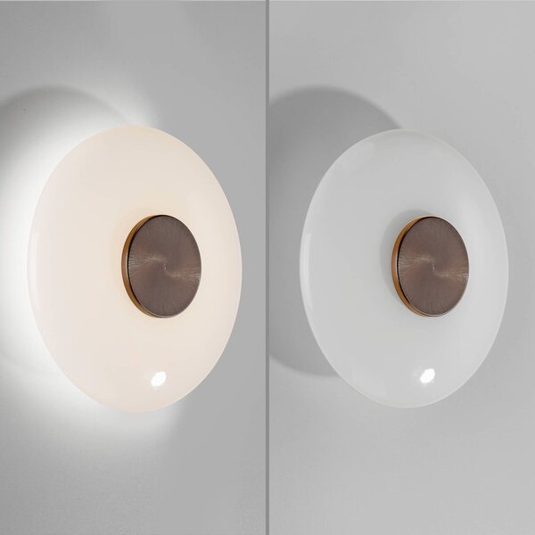 PURE Kinkiet LED Vitrum, możliwość ściemniania, brązowy / rdzawy, salon / jadalnia, szkło, nowoczesny