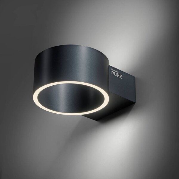 PURE Kinkiet LED Clipse, możliwość ściemniania, aluminiowy / szary / cynkowy, salon / jadalnia, aluminium, nowoczesny