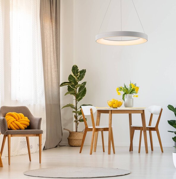 Mantra Iluminación Lampa wisząca Niseko II, możliwość ściemniania, biały / opal, salon / jadalnia, metal, nowoczesny