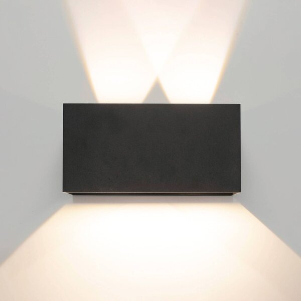 Mantra Iluminación Kinkiet zewnętrzny LED Davos double, możliwość ściemniania, czarny, aluminium