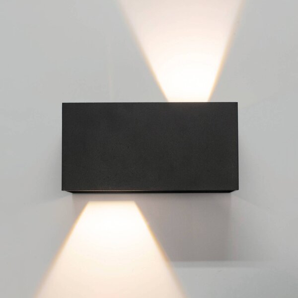 Mantra Iluminación Kinkiet zewnętrzny LED Davos double, możliwość ściemniania, czarny, aluminium