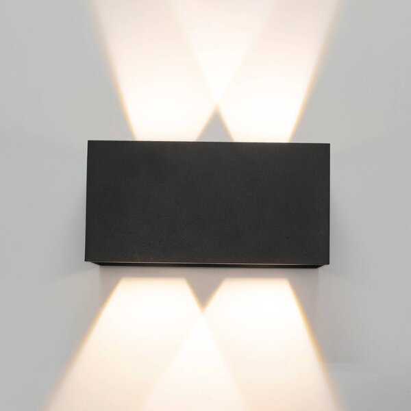 Mantra Iluminación Kinkiet zewnętrzny LED Davos double, możliwość ściemniania, czarny, aluminium
