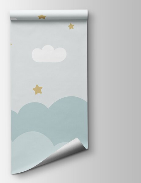 Fototapeta Słoń z kreskówki i księżyc na niebie, Fototapety Balony, Popularne Fototapety, w02963 - Tapeko.pl