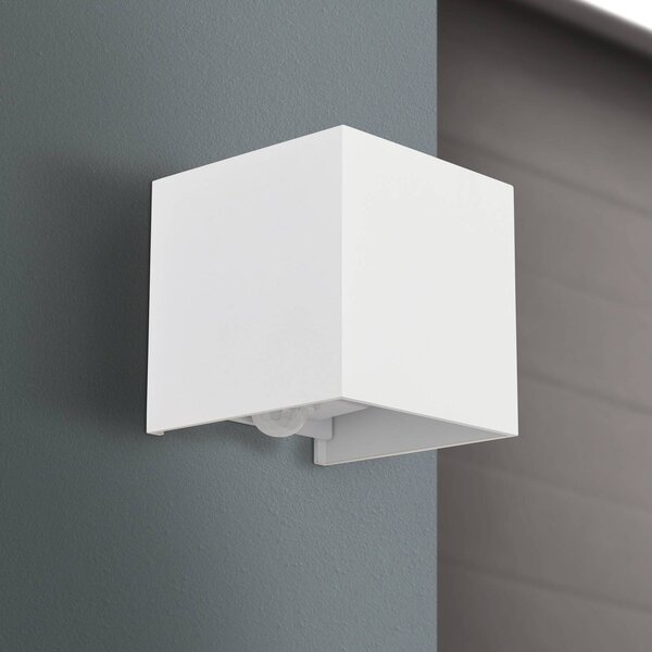 ORION Lampa zewnętrzna z czujnikiem ruchu Cube-S, biały / opal, aluminium, nowoczesny