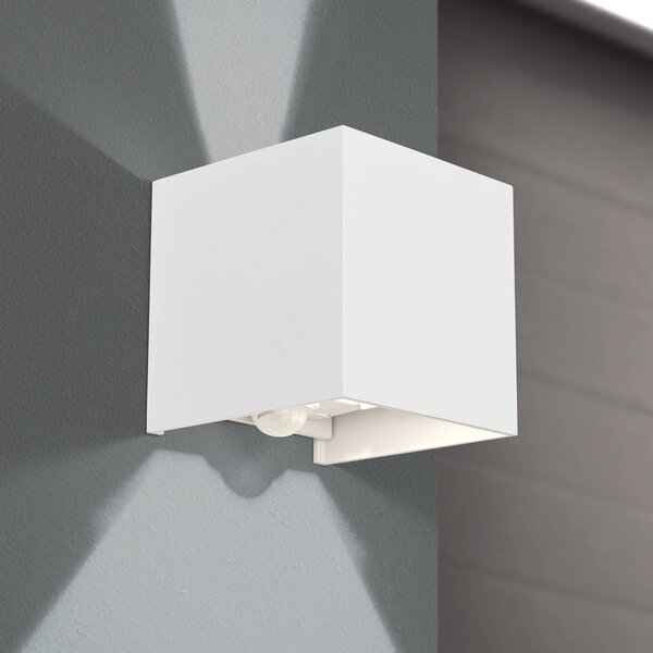 ORION Lampa zewnętrzna z czujnikiem ruchu Cube-S, biały / opal, aluminium, nowoczesny