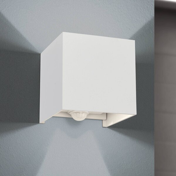 ORION Lampa zewnętrzna z czujnikiem ruchu Cube-S, biały / opal, aluminium, nowoczesny