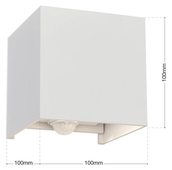 ORION Lampa zewnętrzna z czujnikiem ruchu Cube-S, biały / opal, aluminium, nowoczesny