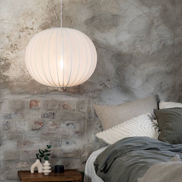 Markslöjd Lampa wisząca Florence, możliwość ściemniania, biały / opal, salon / jadalnia, tkanina / materiał / jedwab, skandynawski