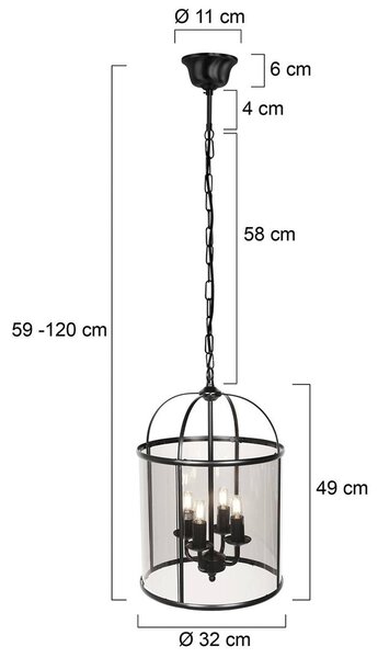 Steinhauer Lampa wisząca Pimpernel, możliwość ściemniania, czarny, przedpokój, metal, antyczny