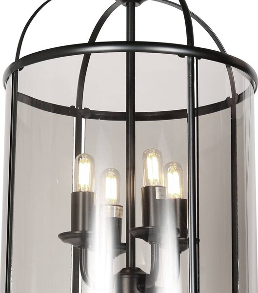 Steinhauer Lampa wisząca Pimpernel, możliwość ściemniania, czarny, przedpokój, metal, antyczny