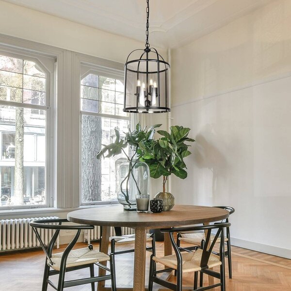 Steinhauer Lampa wisząca Pimpernel, możliwość ściemniania, czarny, przedpokój, metal, antyczny