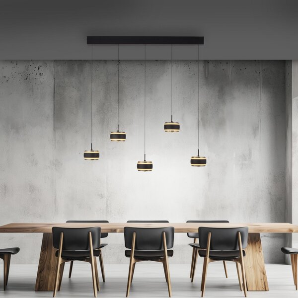 Lampa Wisząca PURE, Falling Rings, ściemnialny, czarny, salon, metal, nowoczesny