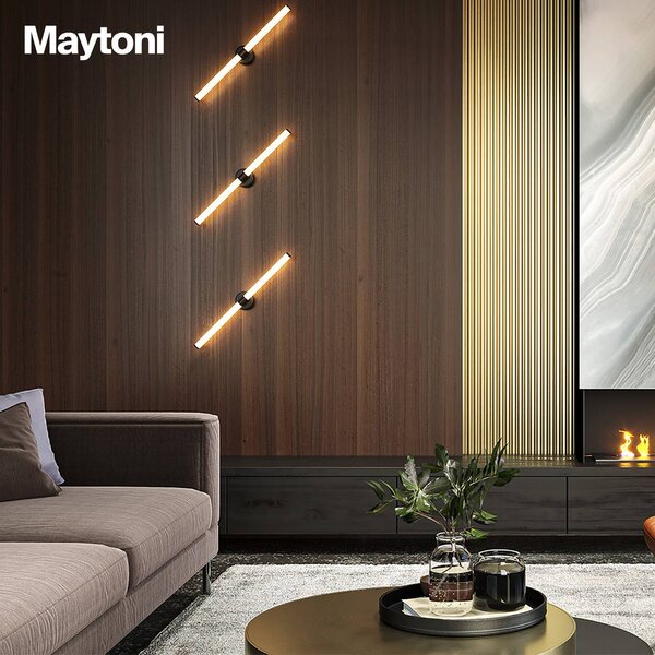 Maytoni Kinkiet LED Axis, mosiężny / złoty, salon / jadalnia, aluminium, nowoczesny