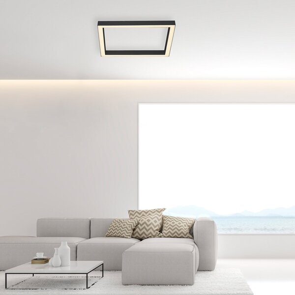 Lampa Sufitowa PURE, PURE Lines Square, ściemnialny, czarny, salon, metal, nowoczesny