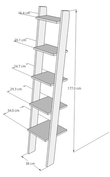 MebleMWM Regał drabinka biały 38x177