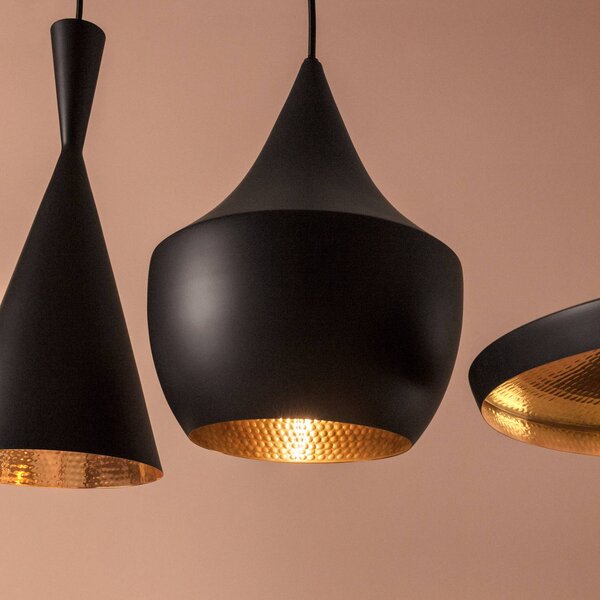 Tom Dixon Lampa wisząca designerska Beat Fat, możliwość ściemniania, czarny, salon / jadalnia, mosiądz, design