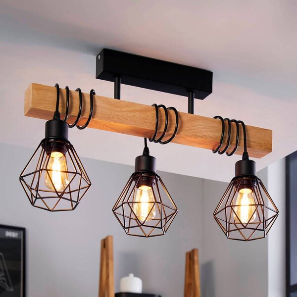 EGLO Lampa sufitowa Townshend 5, jasne drewno, salon / jadalnia, drewno, vintage