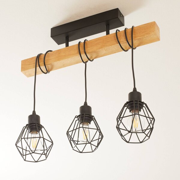 EGLO Lampa sufitowa Townshend 5, jasne drewno, salon / jadalnia, drewno, vintage