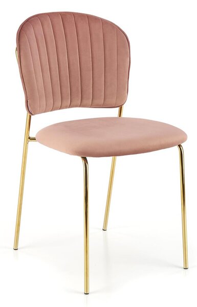 Różowe welurowe krzesło w stylu glamour - Edsel