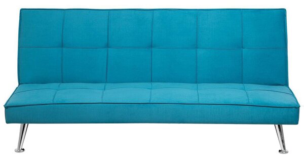 Nowoczesna sofa rozkładana tapicerowana kanapa pikowana 3-osobowa niebieska Hasle Beliani