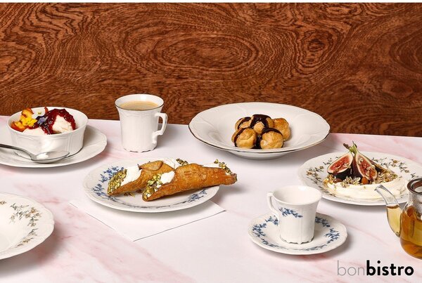 Biały/niebieski porcelanowy spodek ø 12 cm Retro – BonBistro