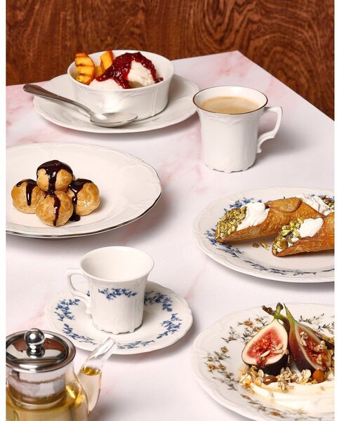 Biały/niebieski porcelanowy spodek ø 12 cm Retro – BonBistro