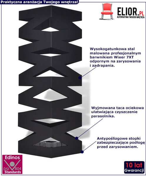 Czarny nowoczesny metalowy parasolnik P9-N12