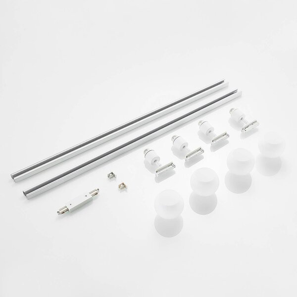 Lindby 1-fazowy system szynowy Linaro, E14, 4-punktowy, biały Linaro Lindby, możliwość ściemniania, biały / opal, salon / jadalnia, metal, nowoczesny
