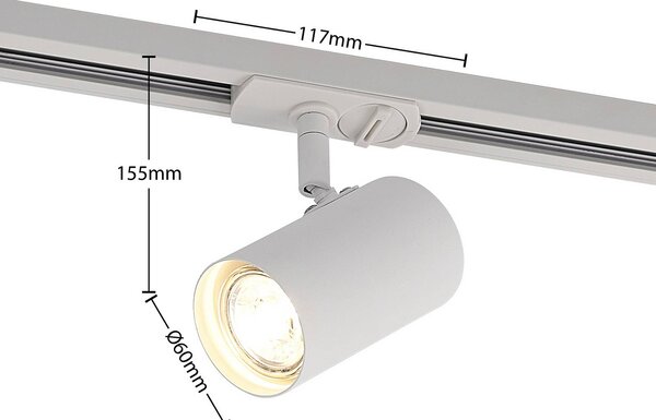 System szynowy Lindby Linaro, GU10, 4-punktowa, biały, Ø 6 cm Linaro Lindby, możliwość ściemniania, biały / opal, przedpokój, metal, nowoczesny