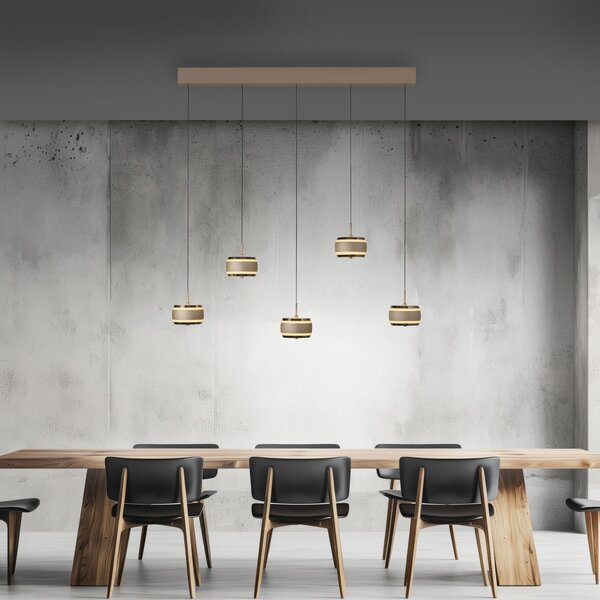 Lampa Wisząca PURE, Falling Rings, ściemnialny, antyczny mosiądz, salon, metal, nowoczesny