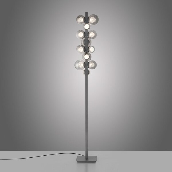 Lampa Podłogowa PURE, Popup, ściemnialny, szary, salon, aluminium, nowoczesny