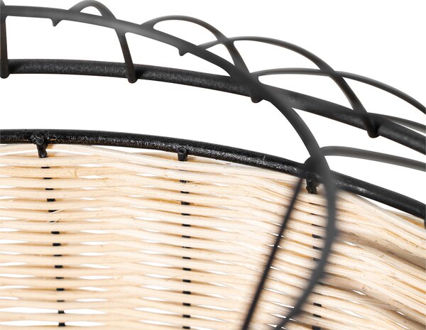 Orientalna lampa wisząca czarna z rattanu 38 cm - Emir