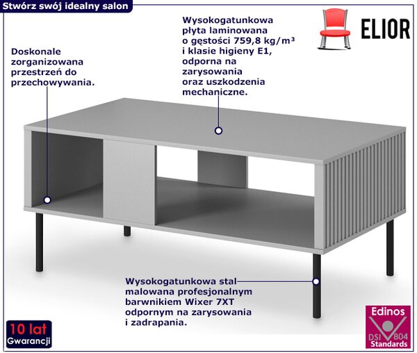 Szara ława z półką i lamelami G7-H51