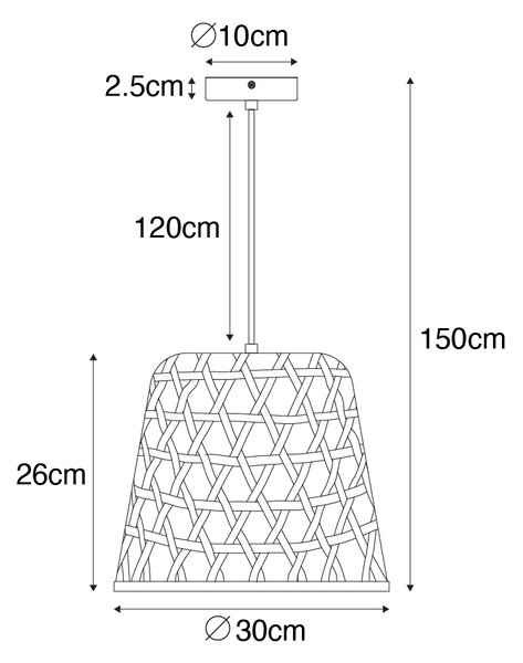 Orientalna lampa wisząca czarna z bambusowym - Rayan