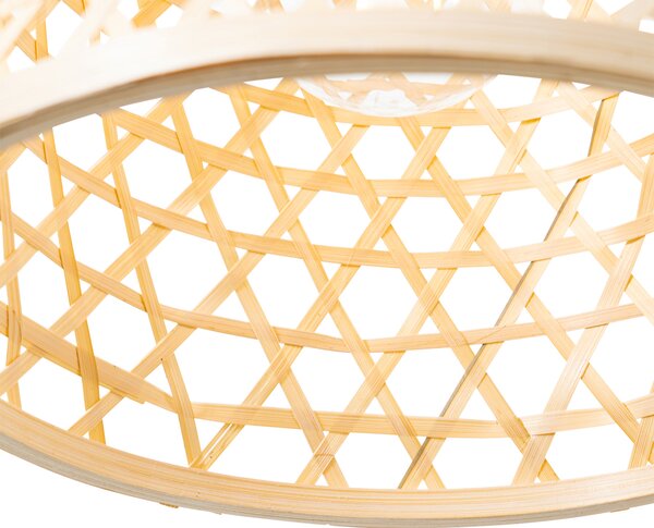 Orientalna lampa wisząca czarna z bambusowym - Rayan
