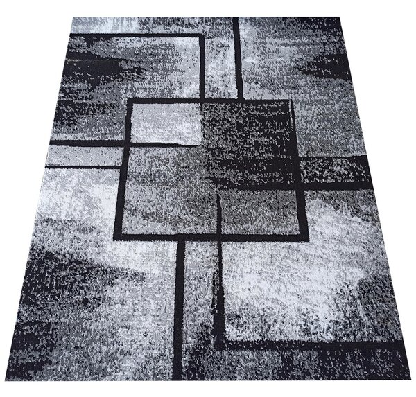 Szary dywan w kwadratowe wzory - Hefi 7X