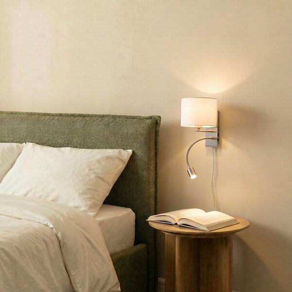 Lampa Ścienna Lindby, Florens, metaliczny, salon, tkanina | tekstylia, nowoczesny